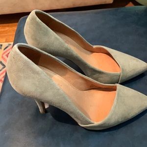 Madewell Mira Suede Leather Grey Green Heels 8.5